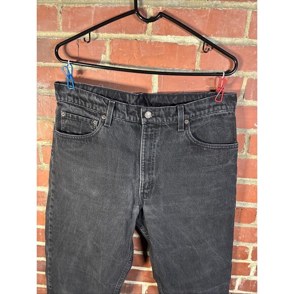 Vintage 90s Levi's 550 Jeans Relaxed Tapered Leg USA Black W36 34L, Real 36x34 - Picture 3 of 7